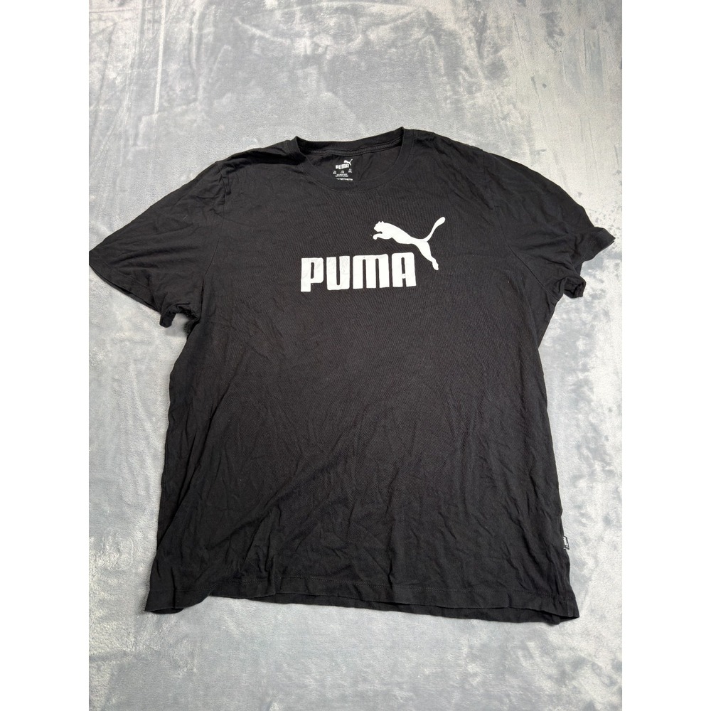Puma Essentials No. 1 T Shirt Mens 2XL Black Short Sleeve Relaxed Fit Logo Tee